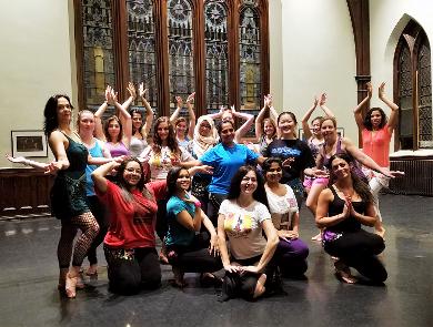Seyyide with belly dance class students